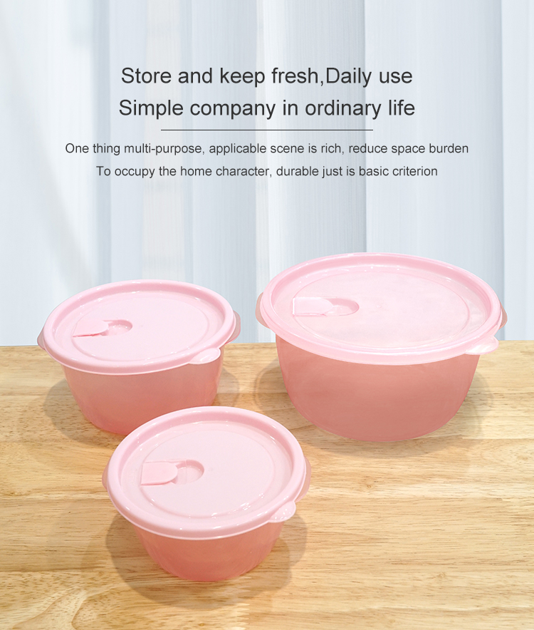 ITEM NO.3318 Factory 3 Piece Set of Eco Friendly Round Plastic Food Containers Airtight Storage Box for Freshness Preservation factory