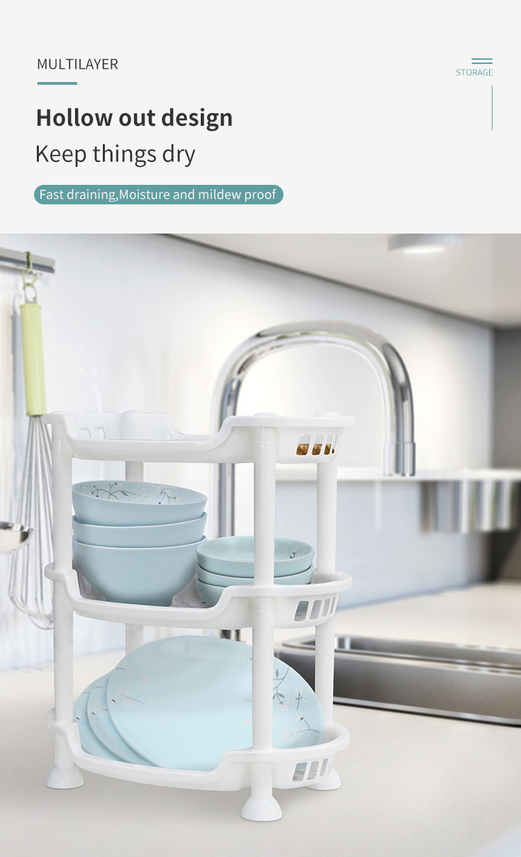 Factory Directly Multi-layer Household Classical Countertop Kitchen Corner Plastic Rack Organizer Triangle Holders Storage Shelf supplier