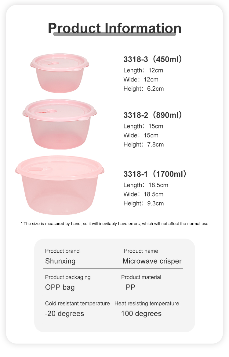 ITEM NO.3318 Factory 3 Piece Set of Eco Friendly Round Plastic Food Containers Airtight Storage Box for Freshness Preservation details
