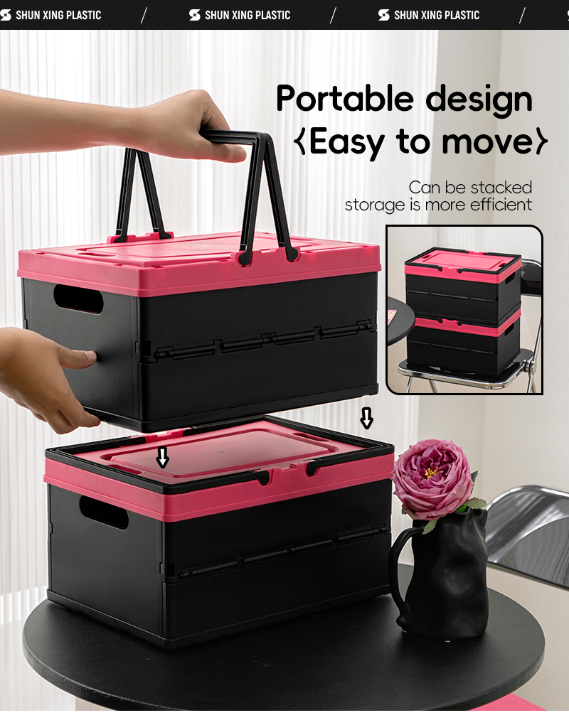 ITEM NO.8007 Outdoor&Household Plastic PP Portable Foldable Picnic Basket Camping Picnic Basket With Handle and Lid manufacture