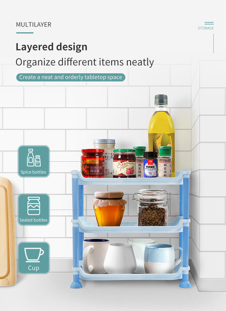Factory Directly Multi-layer Household Classical Countertop Kitchen Corner Plastic Rack Organizer Triangle Holders Storage Shelf supplier