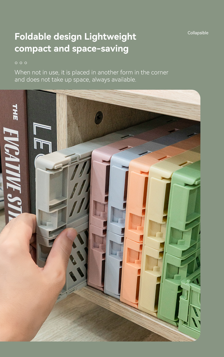 ITEM NO.5002 China Factory Home Small Organizer Desktop Foldable Crate Plastic Folding Storage Basket Collapsible Storage Crate factory
