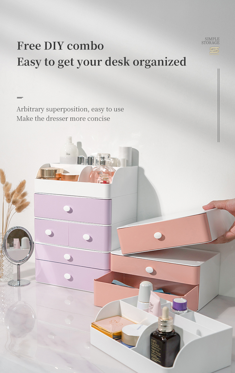 ITEM NO.5013 Household Multilayer Stackable Desktop Plastic Storage Box Makeup Organizer Storage Drawer Organizer Box details