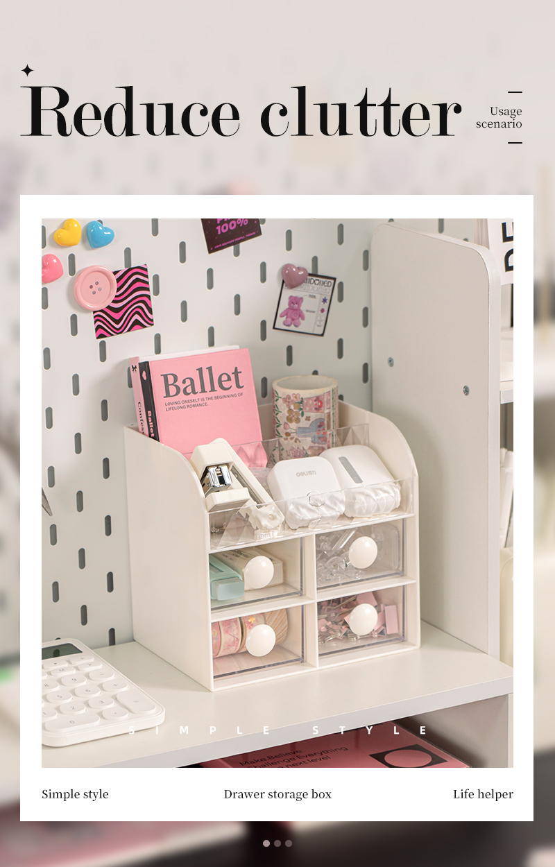 ITEM NO.5038 INS Style Multifunctional Office Desktop Stationery Plastic Storage Drawer Box with Removable Partition factory