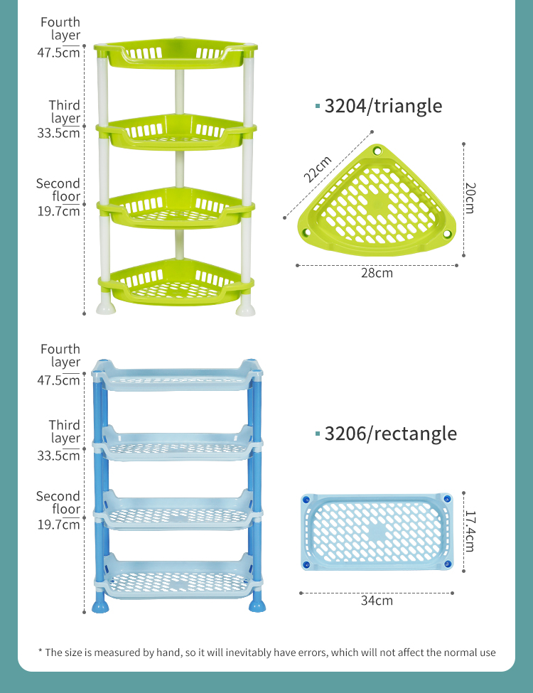 Factory Directly Multi-layer Household Classical Countertop Kitchen Corner Plastic Rack Organizer Triangle Holders Storage Shelf manufacture