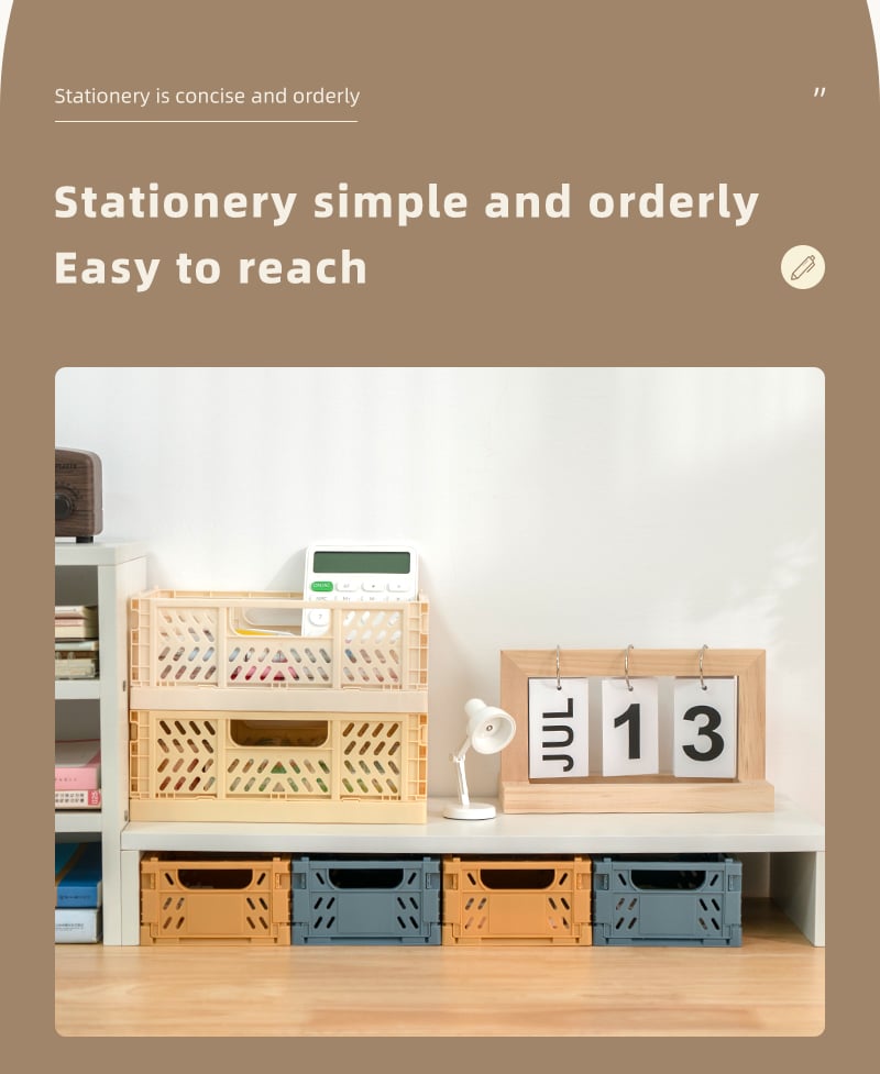 ITEM NO.5007 Portable Heavy Duty Medium Size Household Stackable Storage Foldable Crate Plastic Basket details
