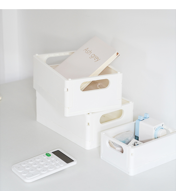 ITEM NO.5022 Wholesale Desktop Folding Storage Box Portable Stackable Household Plastic Box Collapsible Box Crate manufacture