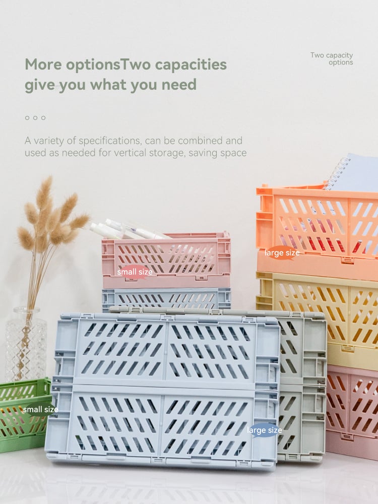 ITEM NO.5002 China Factory Home Small Organizer Desktop Foldable Crate Plastic Folding Storage Basket Collapsible Storage Crate factory