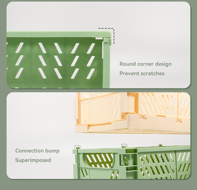 ITEM NO.5002 China Factory Home Small Organizer Desktop Foldable Crate Plastic Folding Storage Basket Collapsible Storage Crate factory