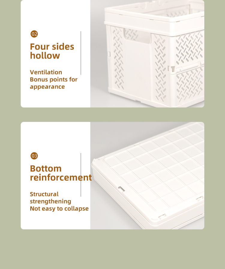 ITEM NO.7007 Factory Wholesale Large size Plastic PP folding Baskets Handle Outdoor Picnic Collapsible Storage Crates details
