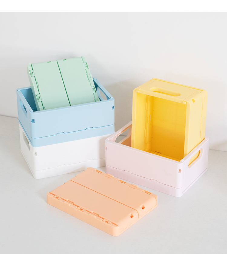 ITEM NO.5022 Wholesale Desktop Folding Storage Box Portable Stackable Household Plastic Box Collapsible Box Crate manufacture