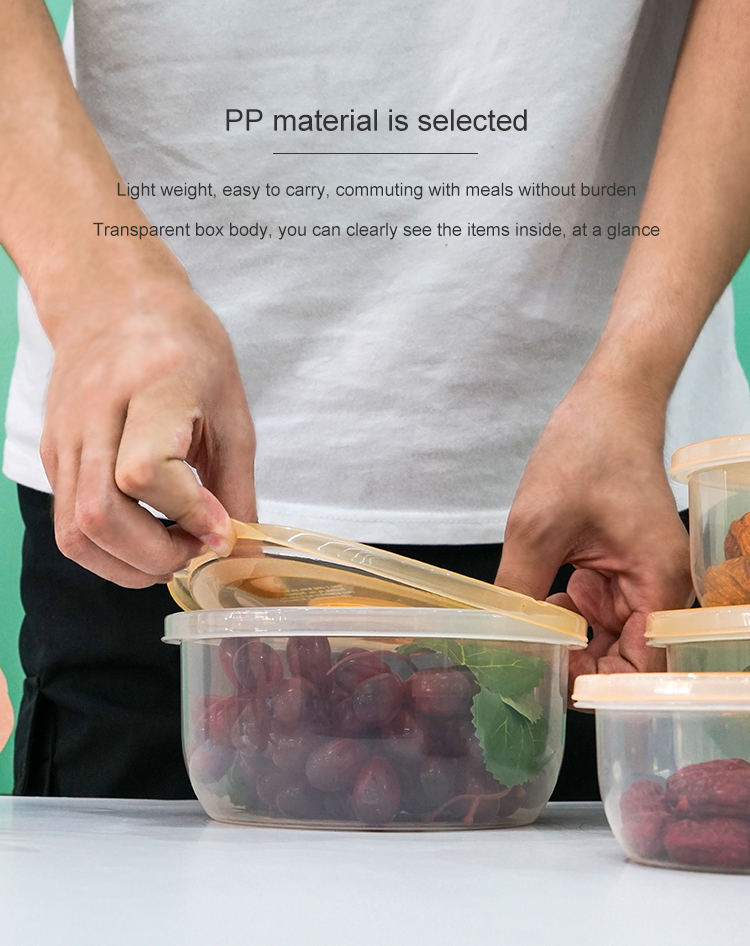 ITEM NO.3218 Factory 3 Piece Set Round PP Microwave Safe Food Storage Box Container Clear Airtight Eco Friendly Plastic Kitchen Organizer details