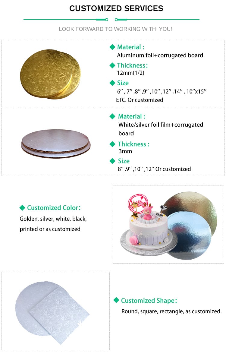 Hot Sale Wholesale Silver Golden 12mm Thick Cake Board cake drum factory