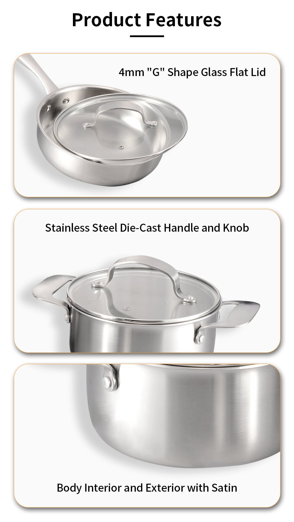 Wholesale Kitchen Induction 8 Pieces Stainless Steel Nonstick Cookware Sets Pot And Pan Set supplier