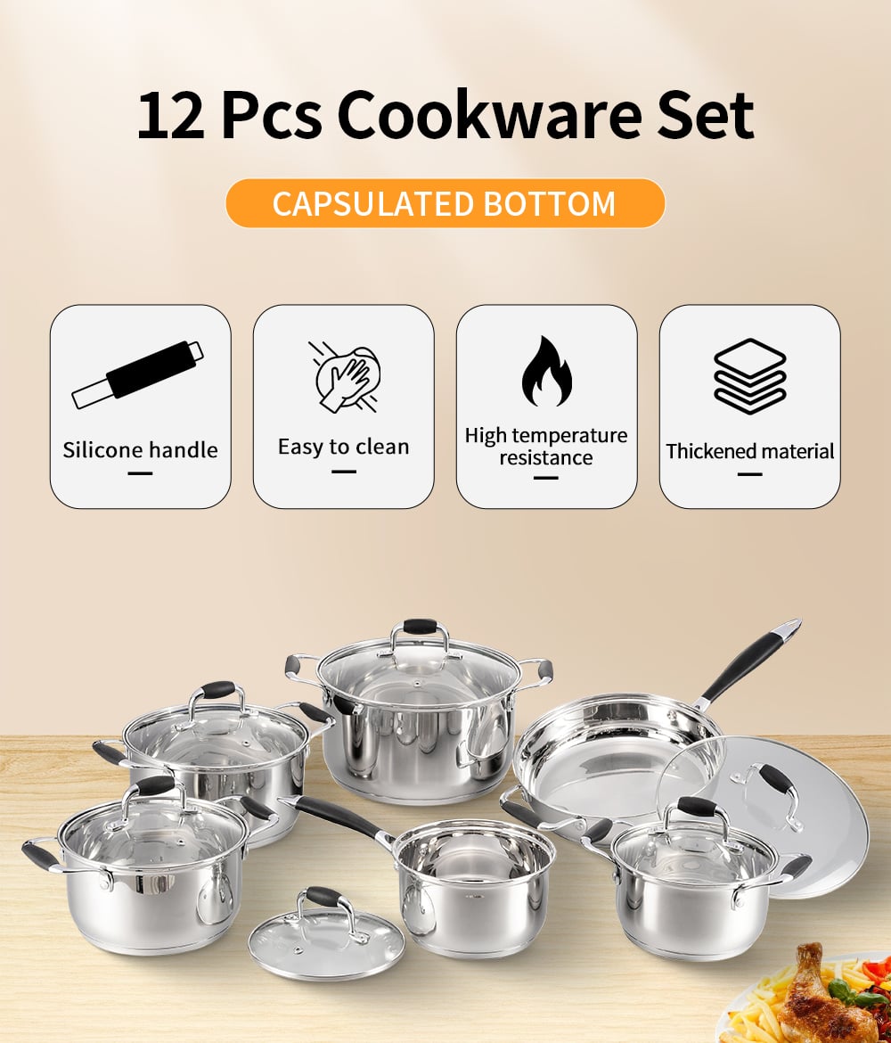 Factory Direct Stainless Pot Cookware Set Cooking Kitchen Pots And Pans Non-stick Cookware Set supplier