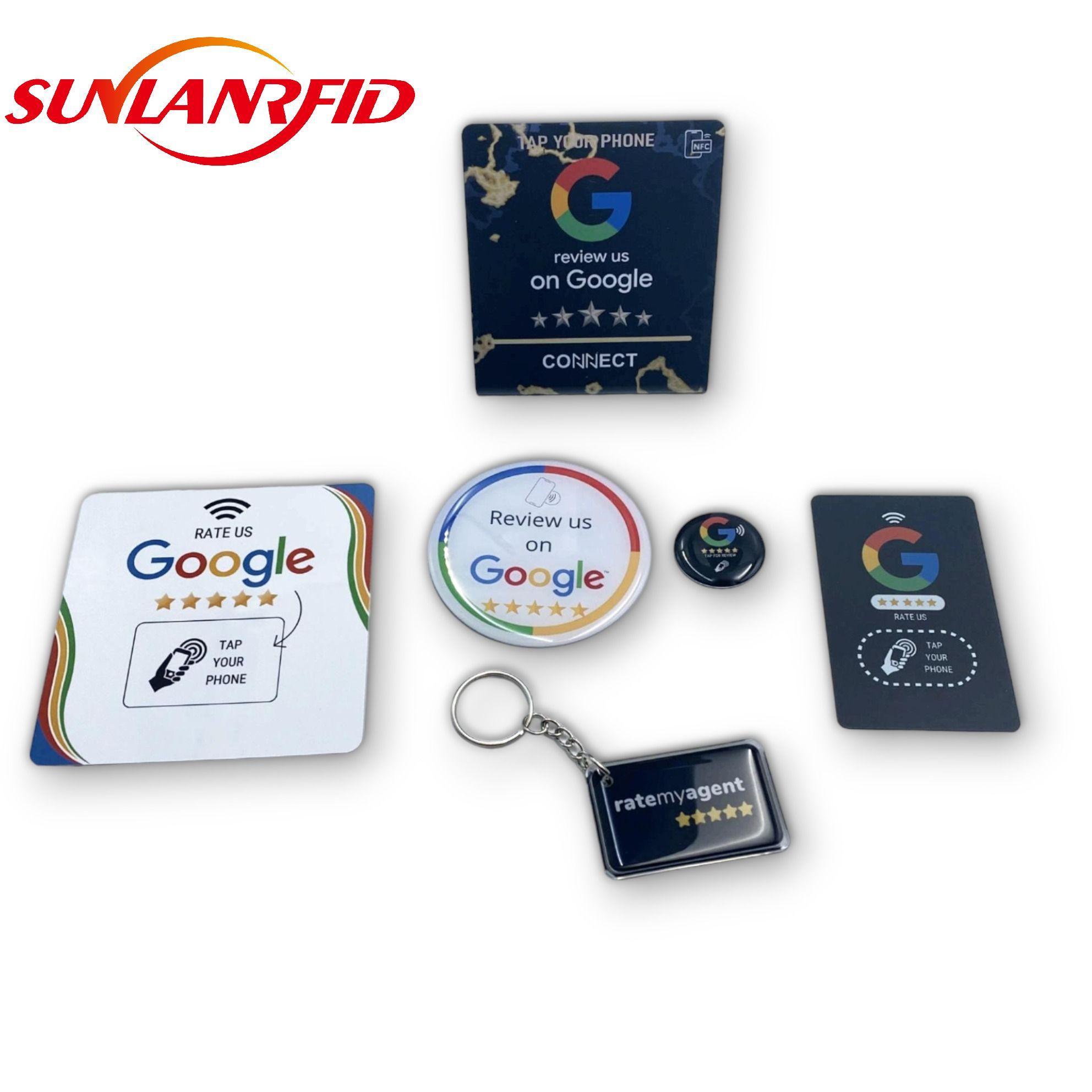 SUNLANRFID nfc google review stand 215 pvc google review gift nfc stand rfid card nfc review stand supplier