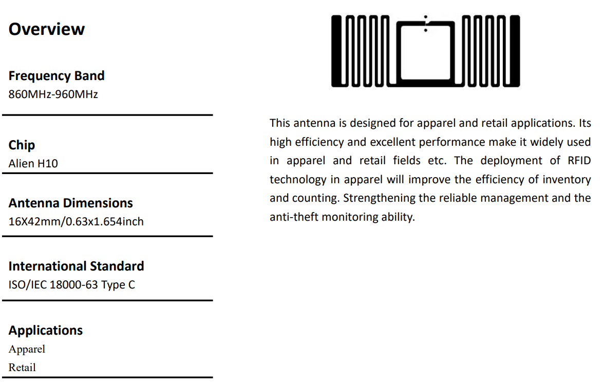 Custom Long Distance 860-960Mhz Alien H10 Chip UHF RFID Tag for Retail Apparel Management details