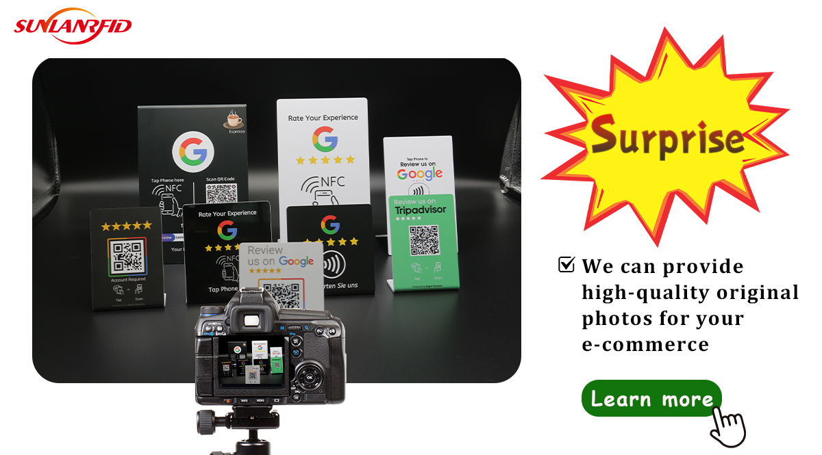 SUNLANRFID nfc google review stand 215 pvc google review gift nfc stand rfid card nfc review stand supplier
