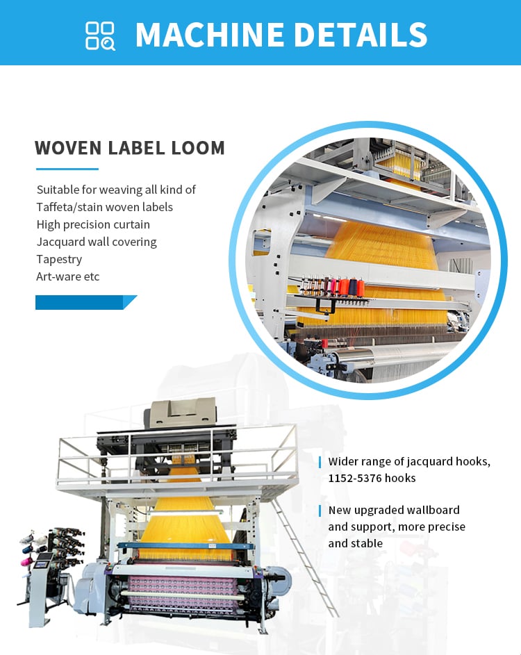 Goodfore Computerized Fashion Making Cutting T Labelling Slitting Production Weaving Tag Machine Label Woven manufacture