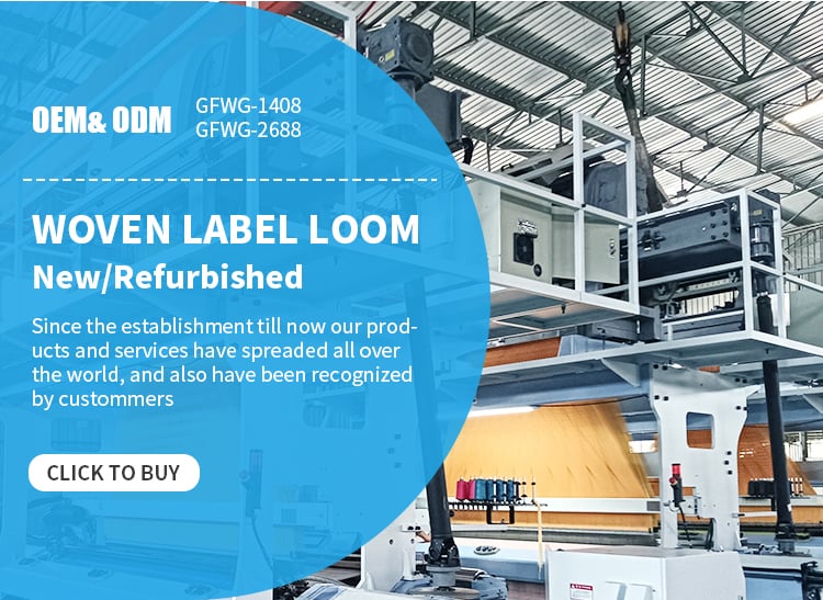 Goodfore Computerized Fashion Making Cutting T Labelling Slitting Production Weaving Tag Machine Label Woven manufacture