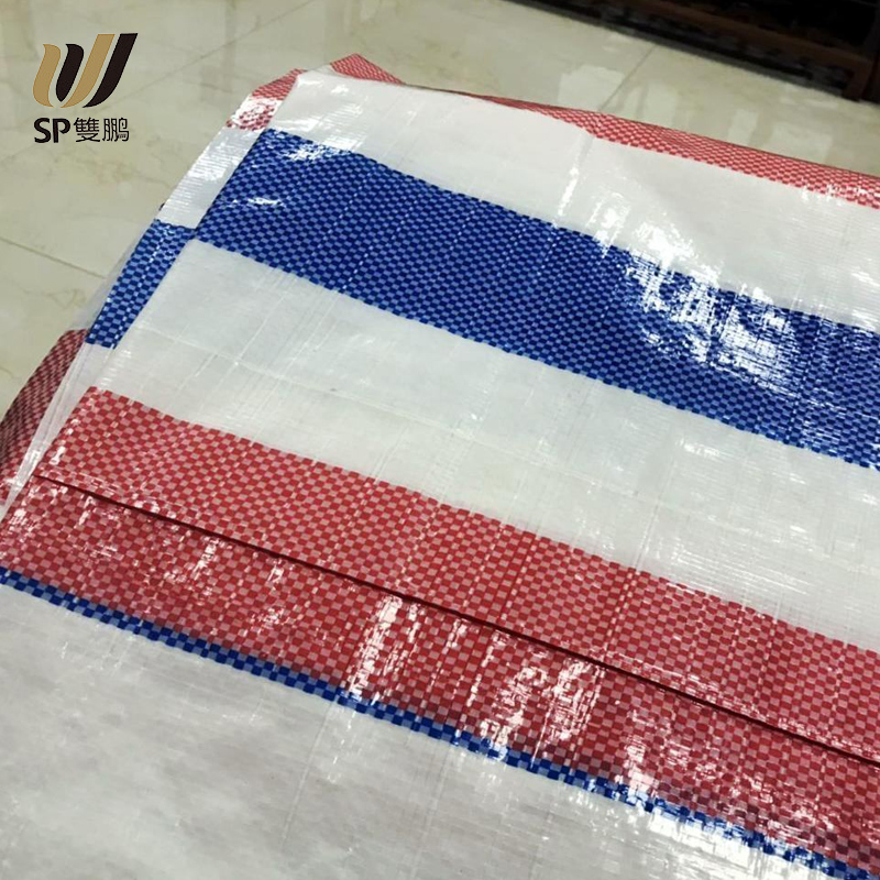 SP Tarp Ground Waterproof Camping Tent Boat Car Cover Stripe PE PP Woven Fabric Rolls Tarpaulin supplier