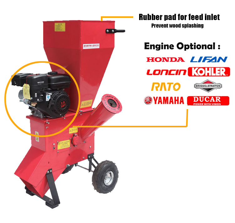 Top Sale Brand Horizontal Type 7 horsepower Customizable Mobile  Gasoline Wood Chipper Shredder details