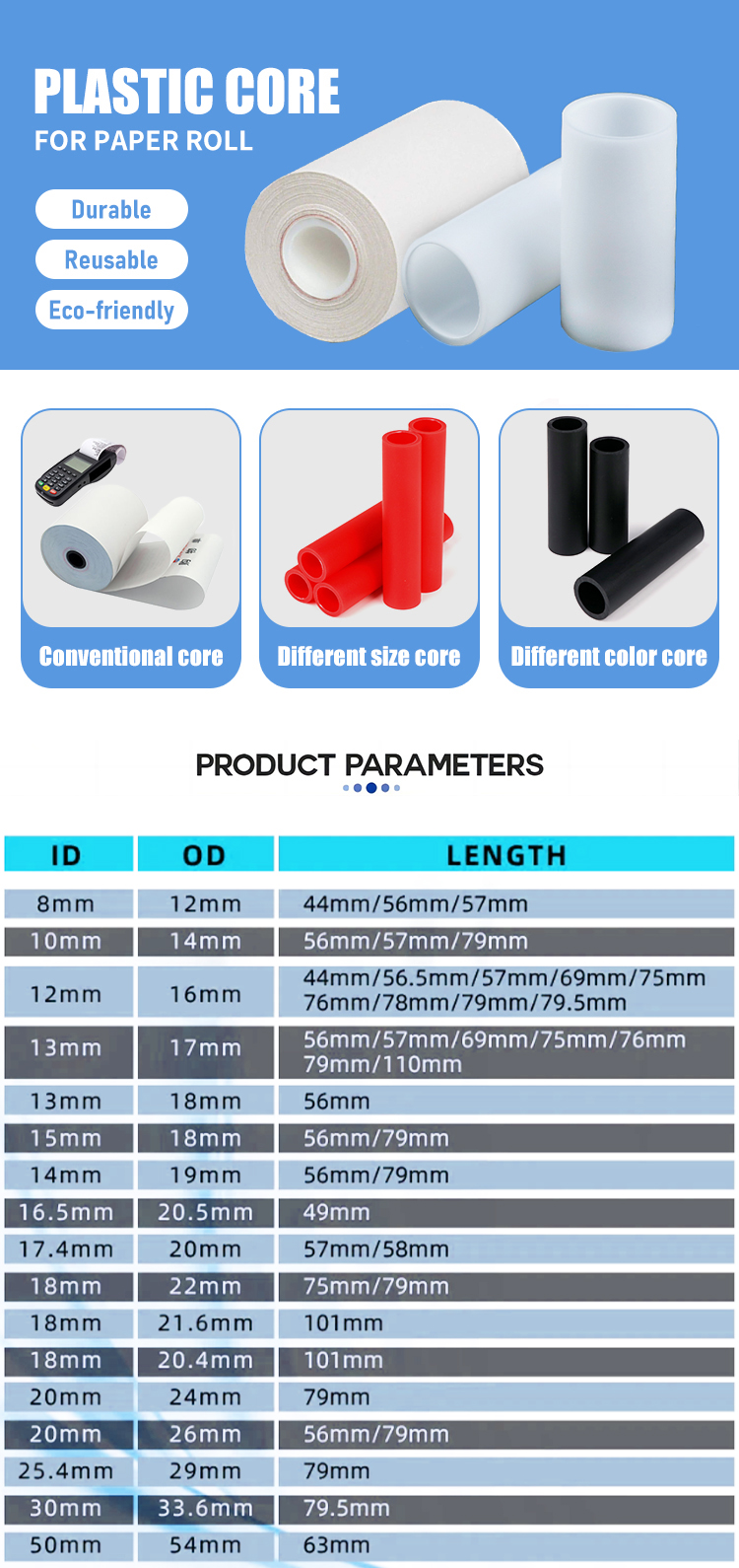 One new type plastic core for paper roll