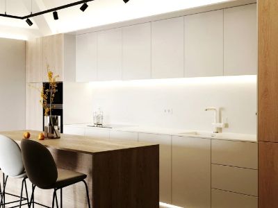 Light Shapes Dining Aesthetics | Minimalist Open Kitchen with Island, Redefine Your Home Space
