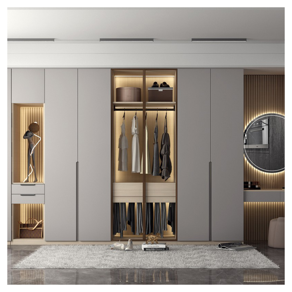 Modern White Double Door Multi-Cupboard Home Clothes Big Storage Furniture Bedroom Wall Wardrobe Design factory