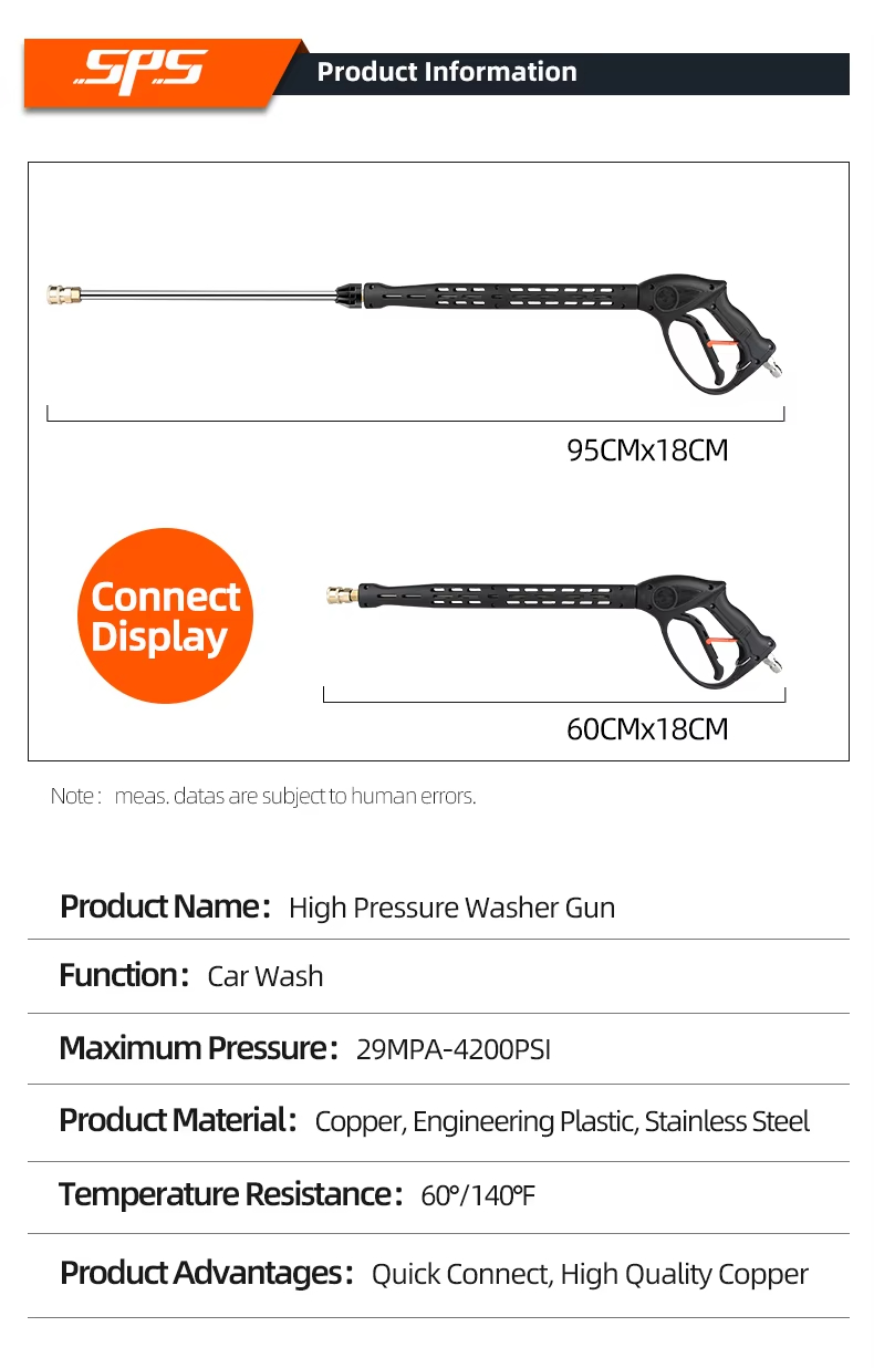 SPS 4200PSI High Pressure Car Washing Jet Spray Water Gun Agriculture Pressure Washer Gun factory