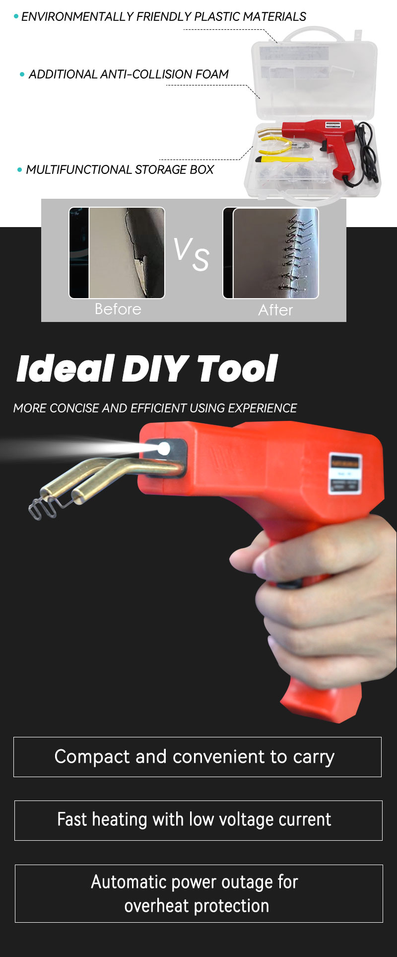 2024 New And Portable Plastic Welders Repair Hot Stapler Cordless Plastic Welder Gun For Car Body Repair manufacture