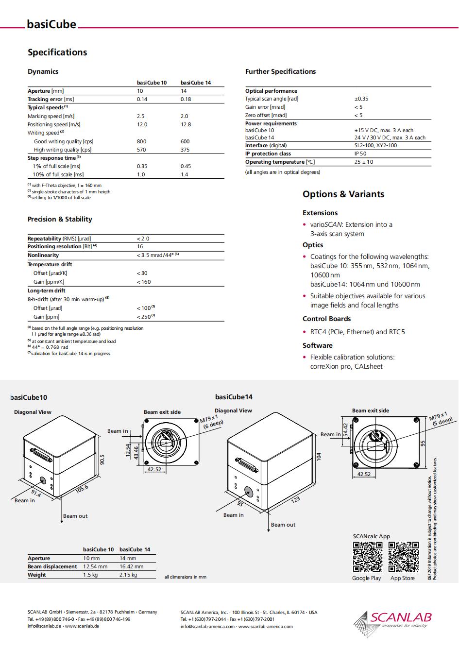 Scanlab Premium Scan heads for laser marking cleaning basicube10 basicube14 355nm 532nm 1064nm 10600nm manufacture