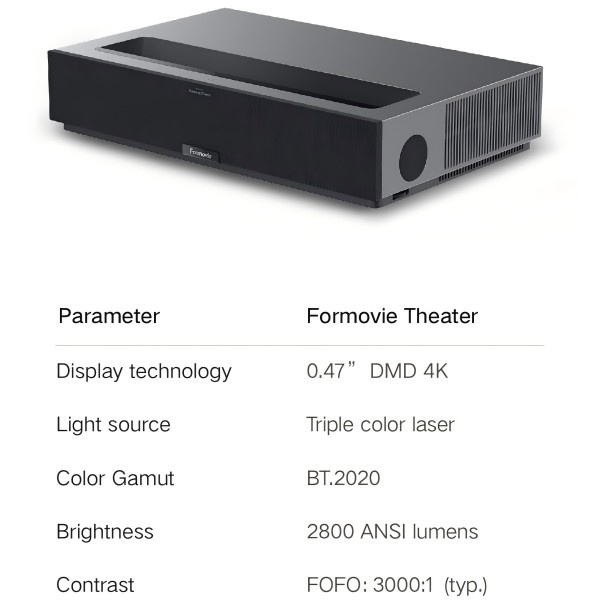 Enjoy crystal-clear images with a 4K UST laser projector for unmatched viewing quality.