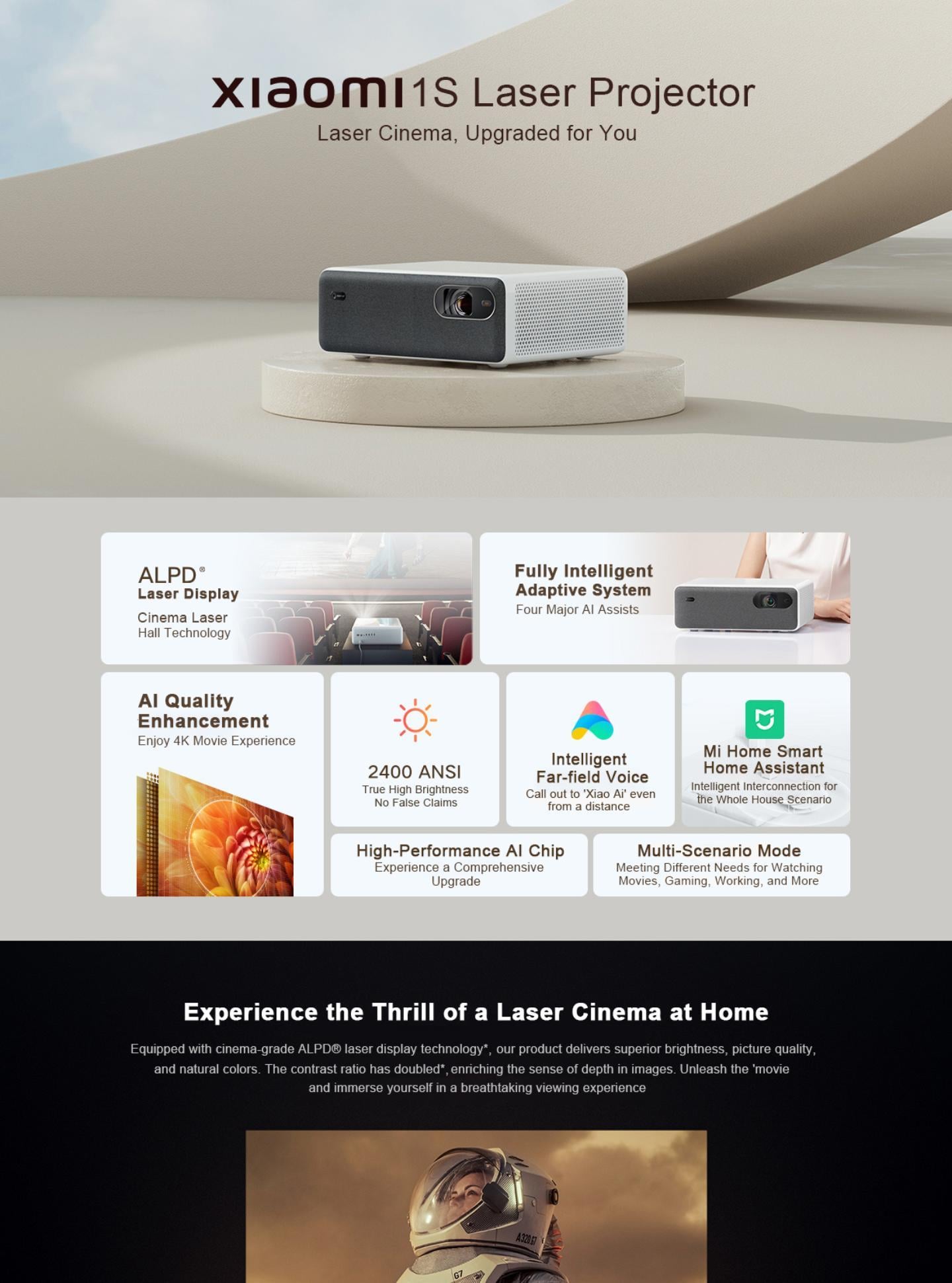 1 Xiaomi laser projector 1S 1080P factory