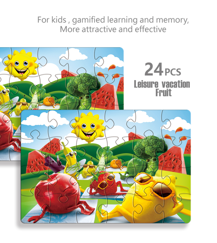 Customized Keybaby Educational Cute Coloring Animal Cartoon Playing Games 24 Pieces Jigsaw Puzzles Set Children Toys For Kids manufacture