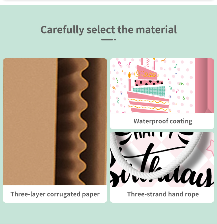 KeyBaby 2025 Custom Coated Paper Happy Birthday Tote Bag Waterproof White Cardboard Fashion Handbag for Women supplier