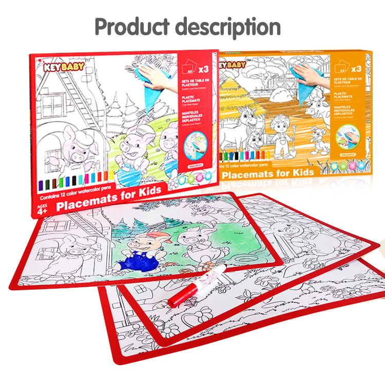 Keybaby Educational Coloring Table Mat Kids Drawing Place Mat Islam Printing Table Pad for Children supplier
