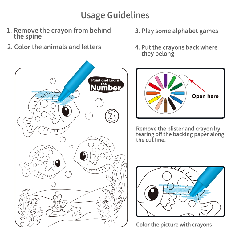 Keybaby 2025 New Arrival Cartoon Colouring Books With Crayons for 3-5 Years Kids manufacture