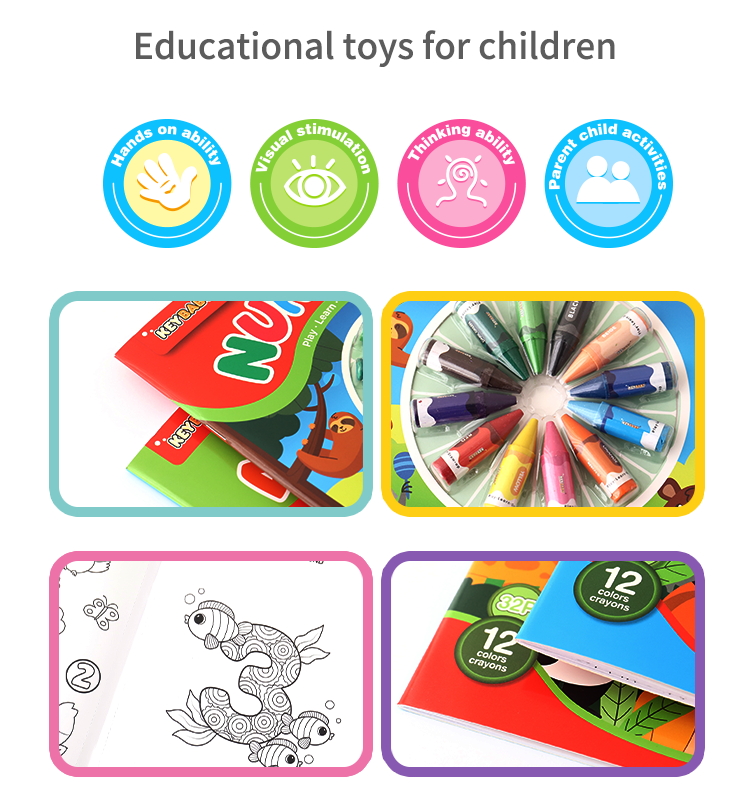 Keybaby 2025 New Arrival Cartoon Colouring Books With Crayons for 3-5 Years Kids supplier