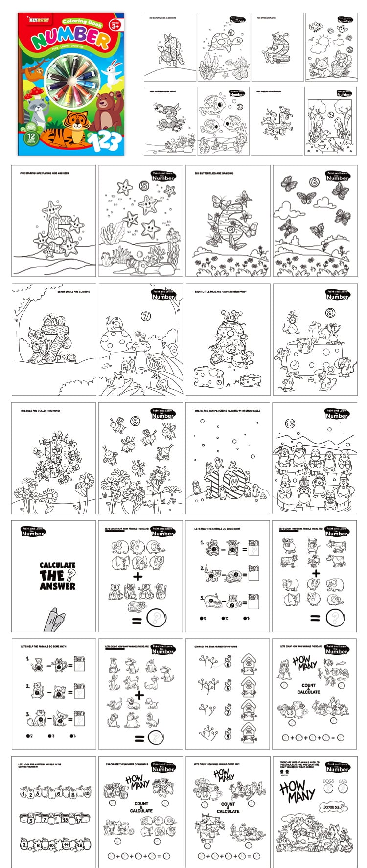 Keybaby 2025 New Arrival Cartoon Colouring Books With Crayons for 3-5 Years Kids factory