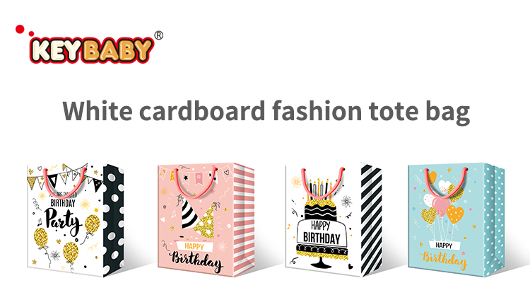 For Keybaby Custom Eco-Friendly Women's Tote Paper Bags Foldable Happy Birthday Gifts Packaging Coated Paper Material manufacture