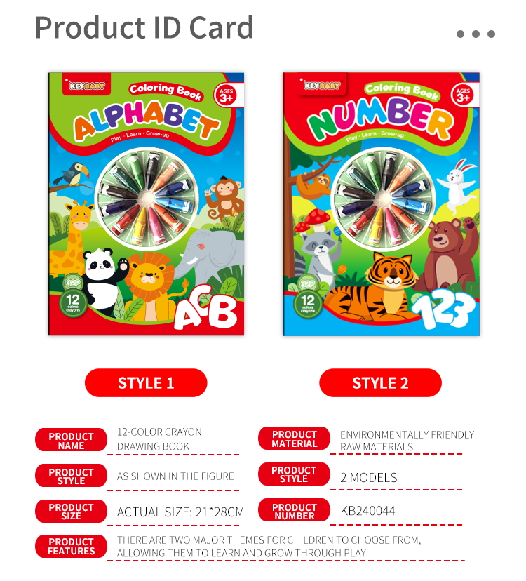 Keybaby 2025 New Arrival Cartoon Colouring Books With Crayons for 3-5 Years Kids factory