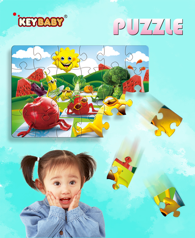 Customized Keybaby Educational Cute Coloring Animal Cartoon Playing Games 24 Pieces Jigsaw Puzzles Set Children Toys For Kids details