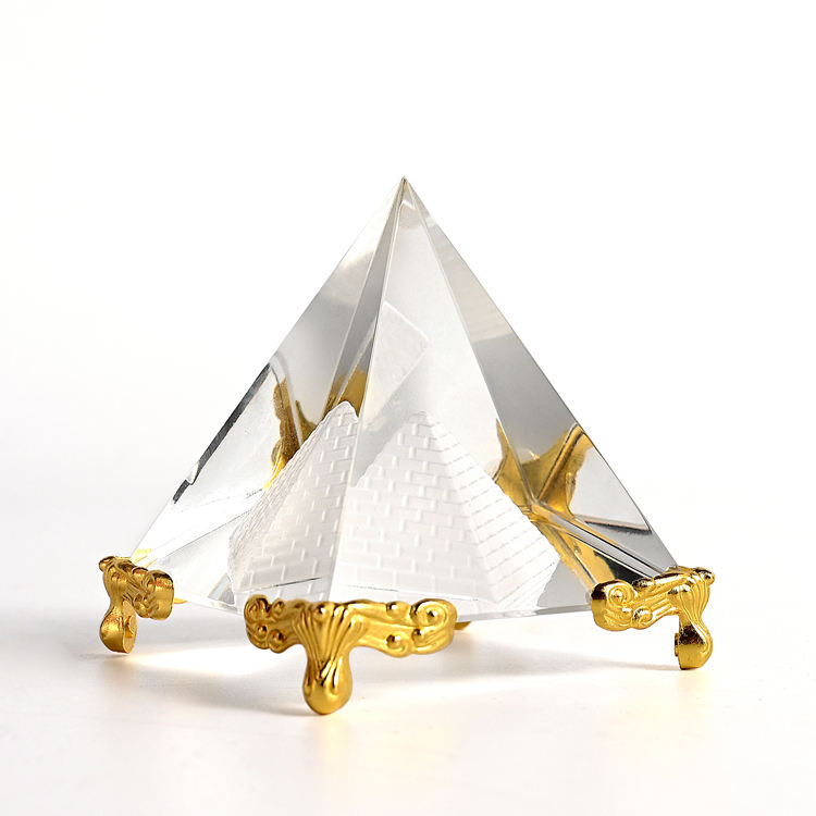 glass pyramid metal base pyramid customized logo factory