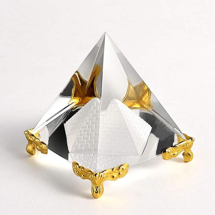 glass pyramid metal base pyramid customized logo supplier