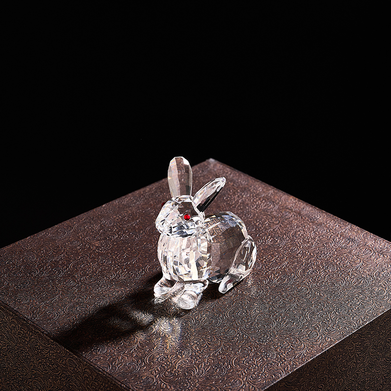 Shining customized high quality K9 crystal rabbit colorful rabbit souvenir gift Crystal Ornament Table decoration manufacture