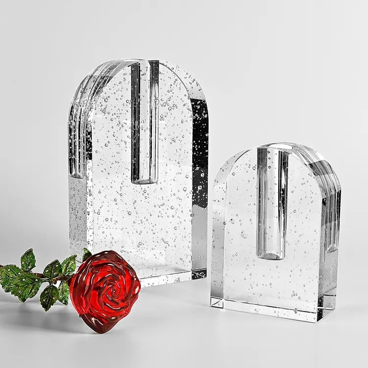 home decoration bohemia ornaments crystal glass vase unique design bubble glass vase factory