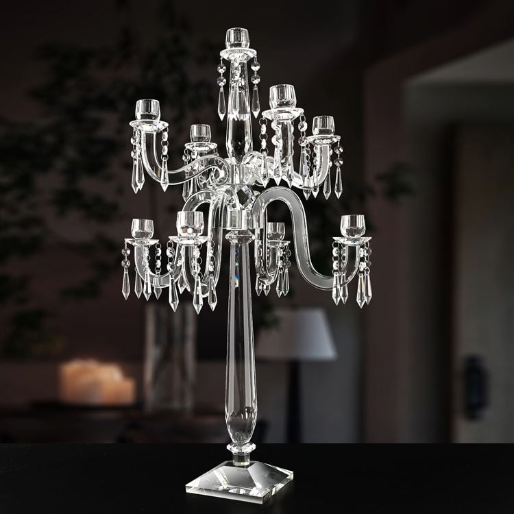 crystal glass candelabra home decor wedding ornaments octagon beads candle holder wedding candlestick details