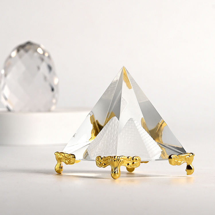 glass pyramid metal base pyramid customized logo factory