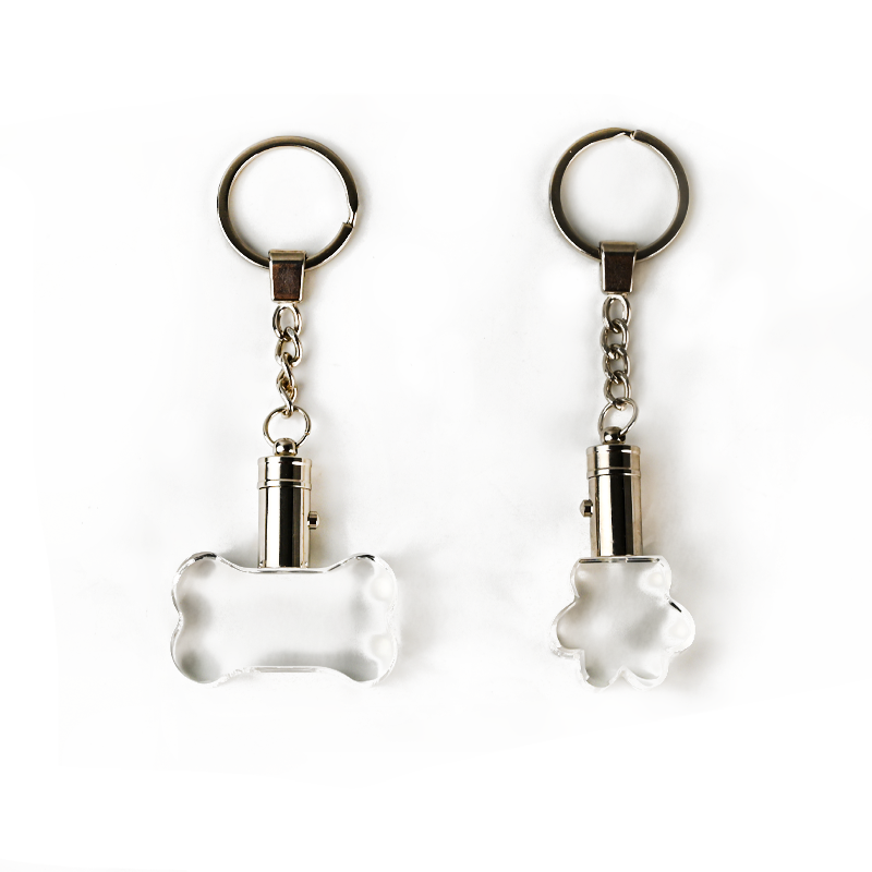 Shining Custom Crystal 3D Laser Engraved Pet Paw Keychain For Souvenir gift manufacture